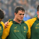 TURIN, ITALY - NOVEMBER 15: Players of South Africa line up during the National Anthems prior to the Quilter Nations Series 2025 match between Italy and South Africa at Allianz Stadium on November 15, 2025 in Turin, Italy. (Photo by Alessandro Sabattini/Getty Images)