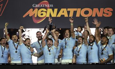France players lift the Six Nations trophy after beating England in Paris Photo: Shaun Botterill Getty Images