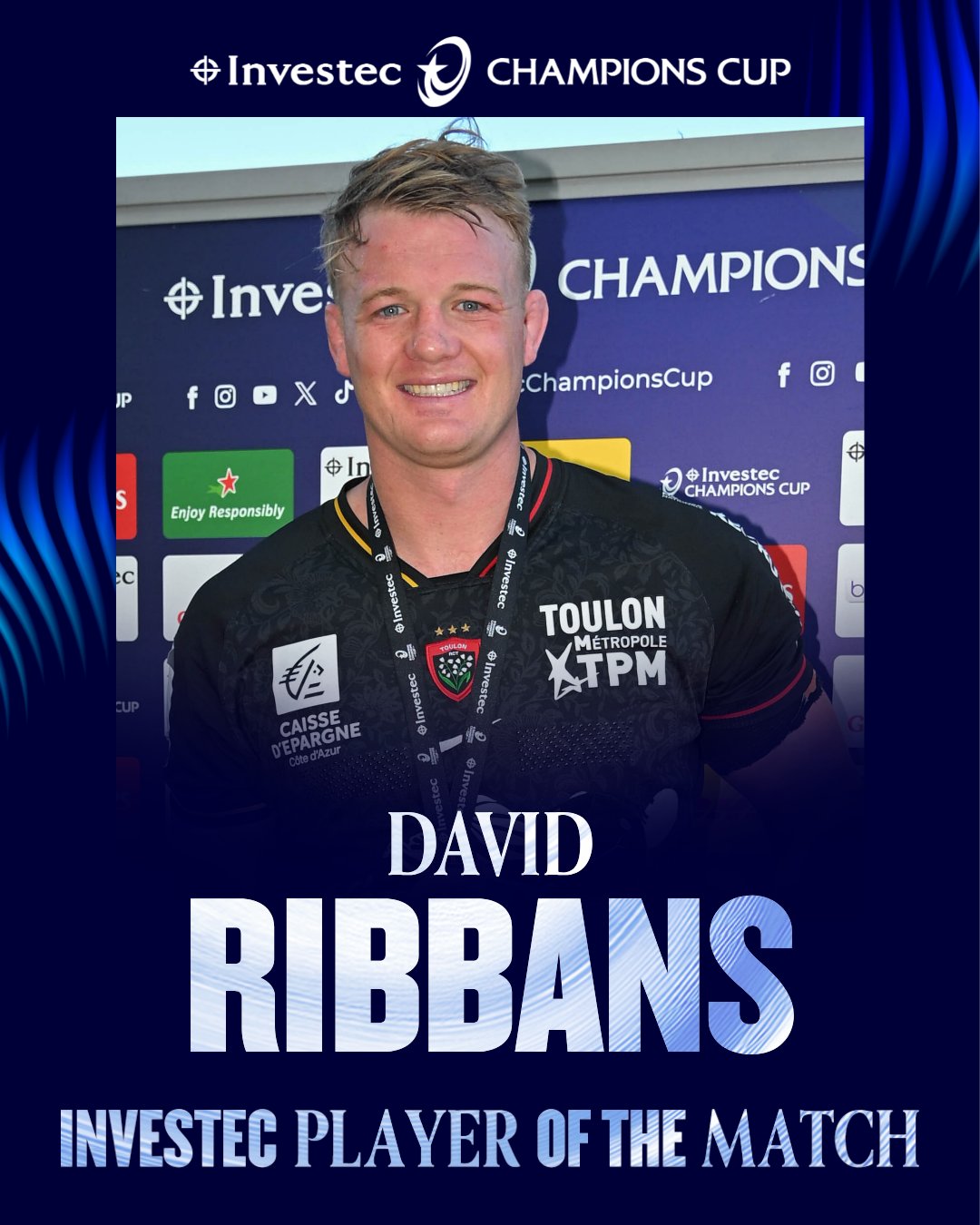 Toulon's David Ribbans named Investec Champions Cup Player of the Match against the Stormers. Photo: EPCR