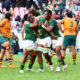 GQEBERHA, SOUTH AFRICA - MAY 03: South Africa celebrates Wasi Vyambwera of South Africa's try during the U20 Rugby Championship match between South Africa and Australia at Nelson Mandela Bay Stadium on May 03, 2026 in Gqeberha, South Africa. (Photo by Richard Huggard/Gallo Images