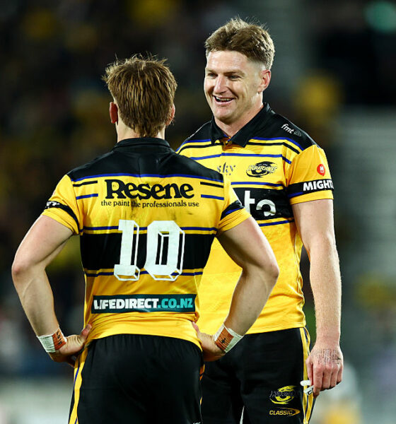 Jordie Barrett Hurricanes and All Blacks No 12. (Photo by Hagen Hopkins/Getty Images)