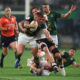 Malcolm Marx of South Africa is tackled by Alex Mann of Wales during the 2026 Nations Championship match between South Africa and Wales at Kings Park Stadium on July 18, 2026 in Durban, South Africa. (Photo by David Rogers/Getty Images)