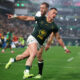 Jesse Kriel of South Africa celebrates after scoring their third try during the 2026 Nations Championship match between South Africa and Wales at Kings Park Stadium on July 18, 2026 in Durban, South Africa. (Photo by David Rogers/Getty Images)