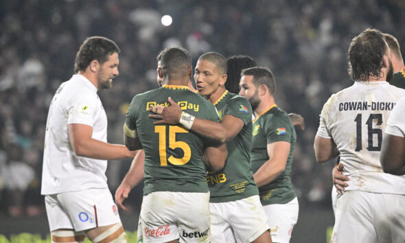 JOHANNESBURG, SOUTH AFRICA - JULY 04: End of the match moments during the Nations Championship match between South Africa and England at 10bet Ellis Park on July 04, 2026 in Johannesburg, South Africa. (Photo by Sydney Seshibedi/Gallo Images)