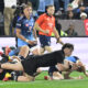 Leroy Carter of New Zealand scores a try during the Castle Double Malt Rugby's Greatest Rivalry match between Vodacom Bulls and New Zealand at Loftus Versfeld on August 15, 2026 in Pretoria, South Africa. (Photo by Sydney Seshibedi/Gallo Images/Getty Images)