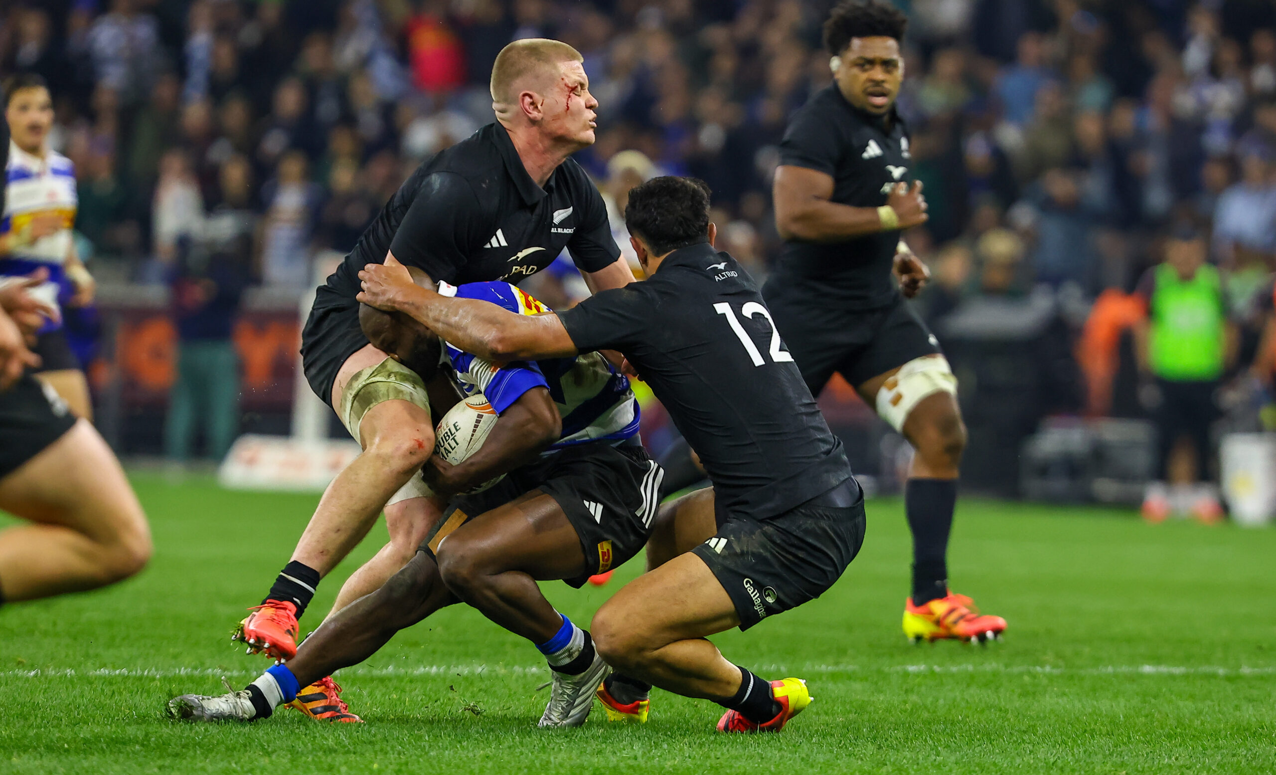 Anton Segner of New Zealand during the Rugby's Greatest Rivalry match between DHL Stormers and New Zealand at DHL Stadium on August 07, 2026 in Cape Town, South Africa. (Photo by Roger Sedres/Gallo Images)