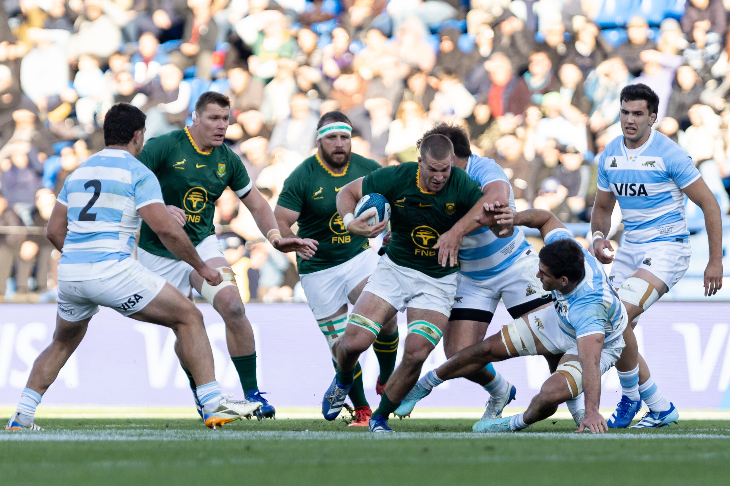 Cameron Hanekom of South Africa in action during the international match between Argentina and South Africa at Estadio José Amalfitani on August 08, 2026 in Buenos Aires, Argentina. (Photo by Juan Jose Gasparini/Gallo Images)
