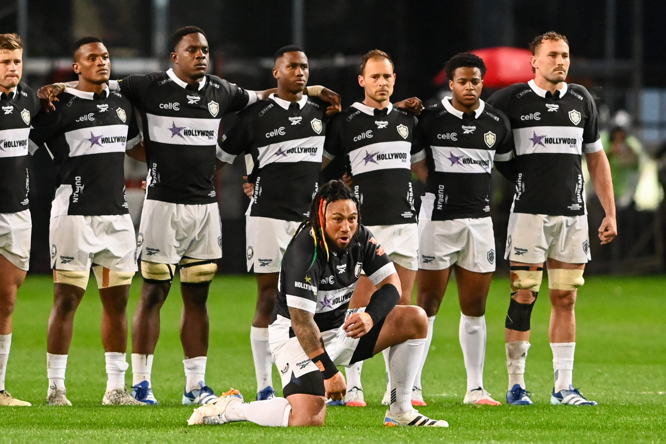 Ma’a Nonu of the Hollywoodbets Sharks does the Haka during the Rugby's Greatest Rivalry match between Hollywoodbets Sharks and New Zealand at Hollywoodbets Kings Park Stadium on August 11, 2026 in Durban, South Africa. (Photo by Steve Haag Sports/Gallo Images)