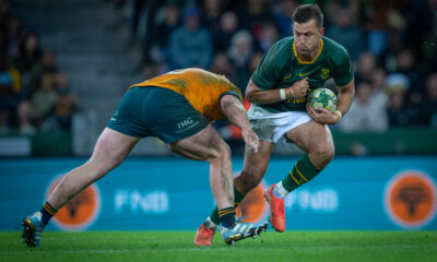 Handre Pollard of the Springboks during the Castle Lager Rugby Championship match between South Africa and Australia at DHL Stadium on August 23, 2025 in Cape Town, South Africa. (Photo by Anton Geyser/Gallo Images)