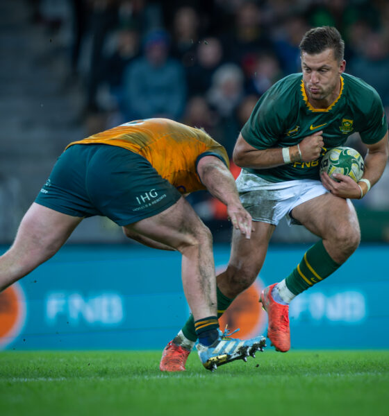 Handre Pollard of the Springboks during the Castle Lager Rugby Championship match between South Africa and Australia at DHL Stadium on August 23, 2025 in Cape Town, South Africa. (Photo by Anton Geyser/Gallo Images)