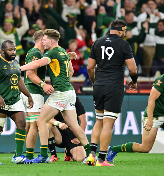 South Africa celebrate the win during the Castle Double Malt Rugby's Greatest Rivalry, 2nd Test match between South Africa and New Zealand at DHL Stadium on August 29, 2026 in Cape Town, South Africa. (Photo by Ashley Vlotman/Gallo Images)