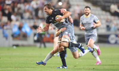 Eben Etzebeth of the Hollywoodbets Sharks during the United Rugby Championship match between Hollywoodbets Sharks and Leinster at Hollywoodbets Kings Park on October 03, 2026 in Durban, South Africa. (Photo by Steve Haag/Gallo Images)