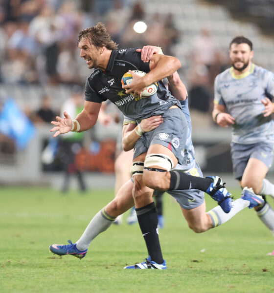 Eben Etzebeth of the Hollywoodbets Sharks during the United Rugby Championship match between Hollywoodbets Sharks and Leinster at Hollywoodbets Kings Park on October 03, 2026 in Durban, South Africa. (Photo by Steve Haag/Gallo Images)