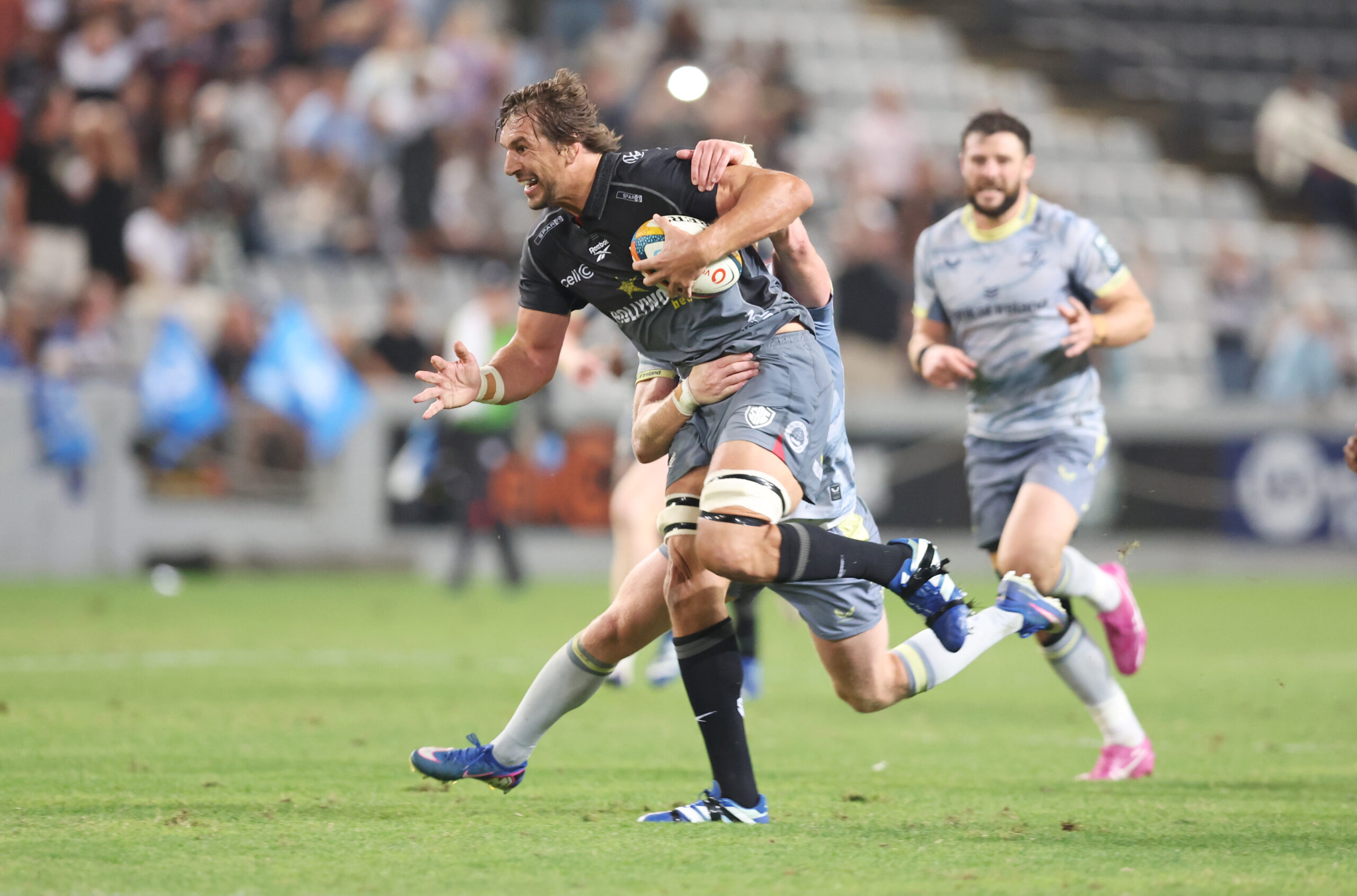 Eben Etzebeth of the Hollywoodbets Sharks during the United Rugby Championship match between Hollywoodbets Sharks and Leinster at Hollywoodbets Kings Park on October 03, 2026 in Durban, South Africa. (Photo by Steve Haag/Gallo Images)