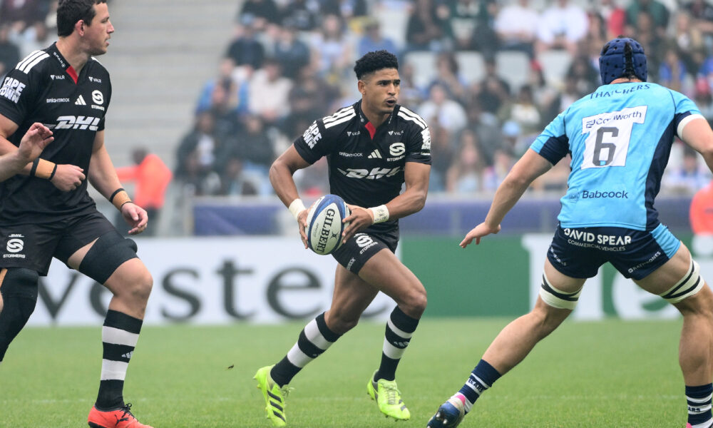 Investec Champions Cup Round 1, DHL Stadium, Cape Town, South Africa 17/10/2026 DHL Stormers vs Bristol Bears Sacha Feinberg-Mngomezulu of the DHL Stormers Mandatory Credit ©INPHO/Steve Haag Sports/Thinus Maritz